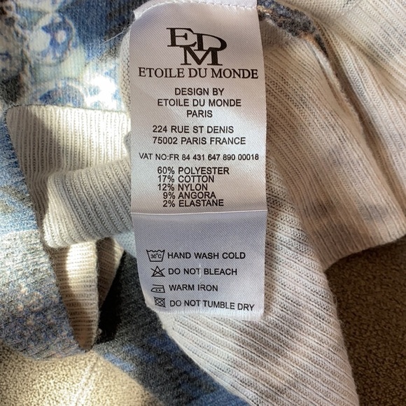 ETOILE DU MONDE V NECK SWEATER SZ 2 - Picture 6 of 6